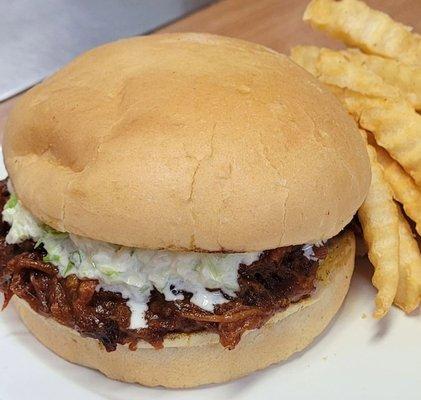 BBQ Pork Sandwich with Fries