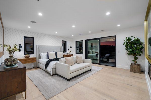 Wood floors in the master bedroom.