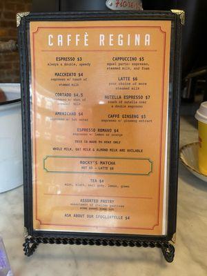 Cafe menu