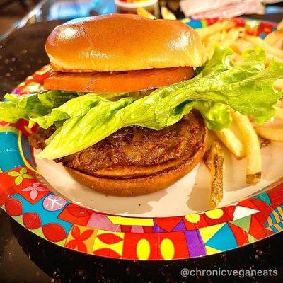 Vegan Fort Wilderness Vegetable Burger with Fries