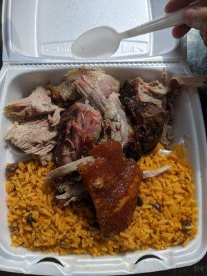 Pernil with Rice. Plate w/1 meat option, $10.99