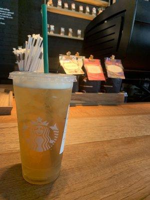 Venti Iced Green Tea Sweetened