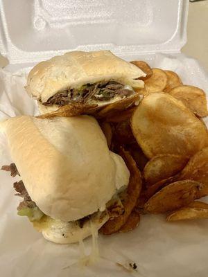 Philly Steak and Cheese Sub, potato chips