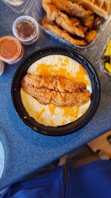 Cheesy grits and catfish