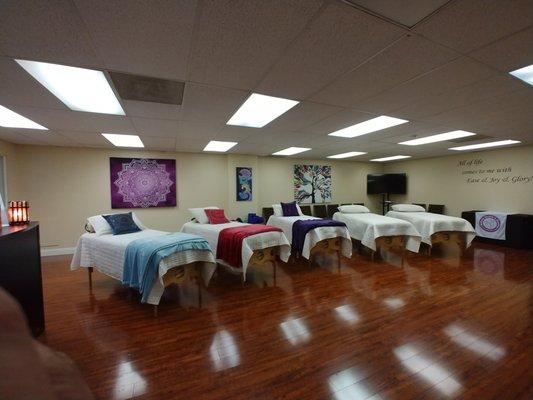 Our open workshop space ideal for body work classes or other healing modalities.