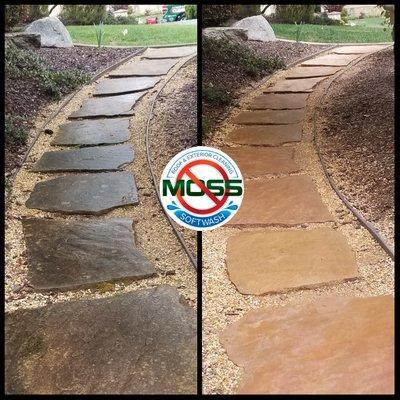 Arizona Flagstone cleaning. What a difference, wouldn't you agree?