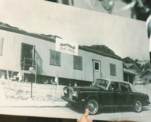 The humble trailer that was Seven Gables' first office in 1976