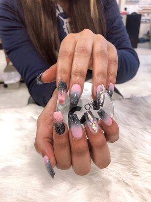 Coffin shape Ombre nails