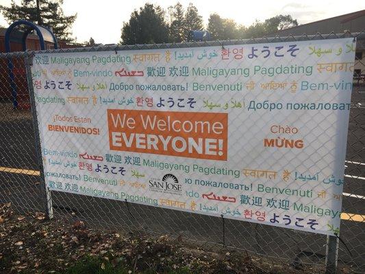 Heart-warming message greeting the students.  We love this school's diversity!