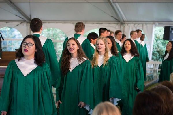 Delphian Upper School Choir performing for parents at the end of the school year