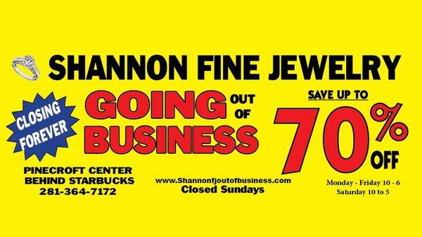 Shannon Fine Jewelry Going Out OF Business Sale