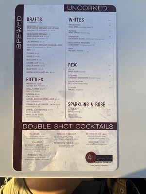 Drink menu