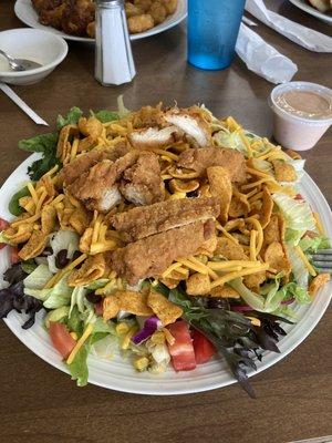 Southwest salad with crispy chicken