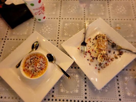 Creme brulee and cannoli