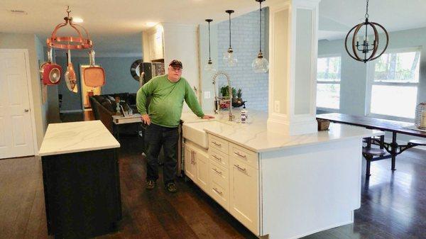 Owner John Greenway in a newly remodeled Kitchen,