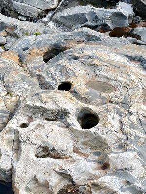 The Shelburne Falls Potholes look like they're from another planet. They call them Glacial Potholes but came after the glaciers.