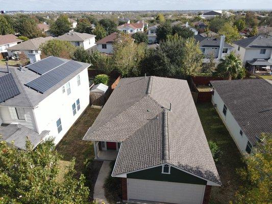 Weathered wood roof installation