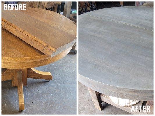 Vintage Makeover of Grandma's Dining Table to a contemporary grey finish