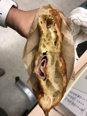 stale tasting, finally see the ham in the middle half way through the whole croissant