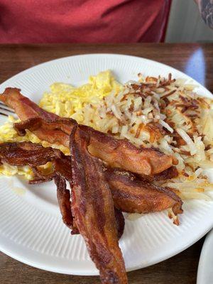 Bacon eggs and hash browns