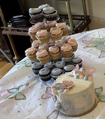 Beautiful cake and cupcakes for my daughters baby shower.