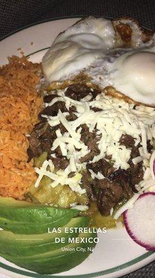 Favorite plate: Enchiladas con bistec ,huevos y arroz