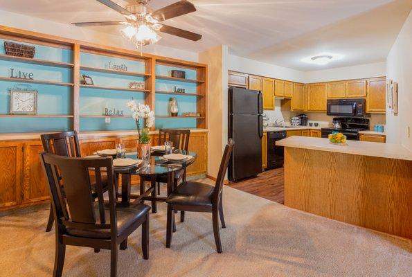 Dining room looking into kitchen