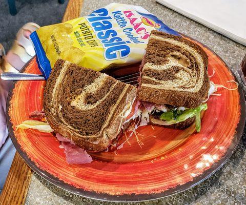 Rainbow Parrot (Corned Beef, Muenster, Cole Slaw, Lettuce, Tomato with Thousand Island dressing) at Isaac's York South