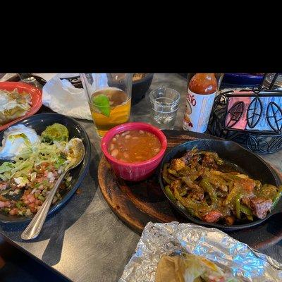 Chicken and beef fajitas