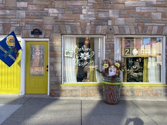 Creative-Blossoming Art Studio storefront in Downtown Leavenworth, KS.