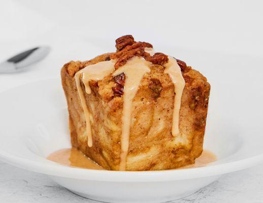 Made from scratch Bread Pudding with whiskey caramel sauce