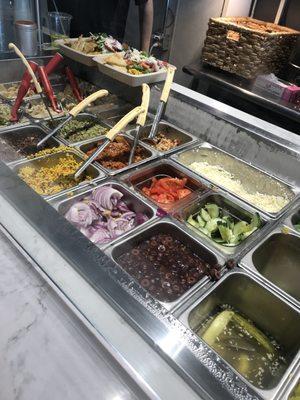 Sides and toppings you get to choose from.