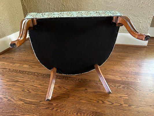 After: reupholstered chair underside