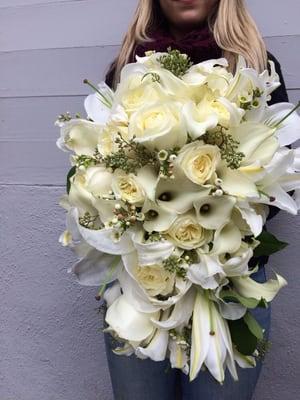 Cascading wedding bouquet