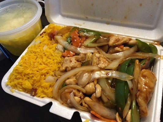 Kung Pao Chicken Lunch special with Egg Drop Soup