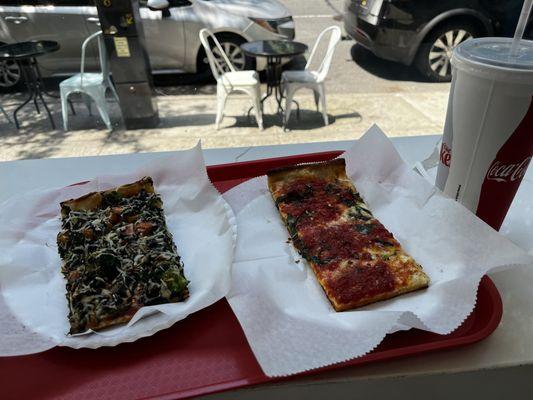 Grandma slice and vegan cheese veggie slice