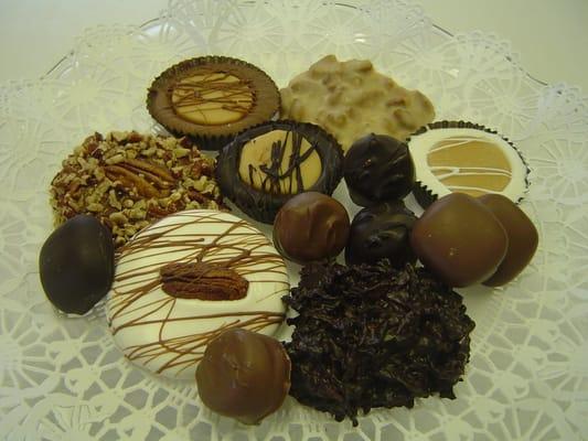 Just a few of our homemade chocolates, with over 100 varieties more to choose from.