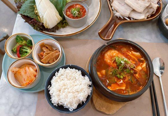 seafood soondubu & banchan