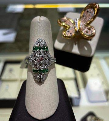 Emerald and Diamond Estate Ring