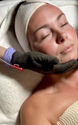 Microcurrent gloves act as an all natural face lift.