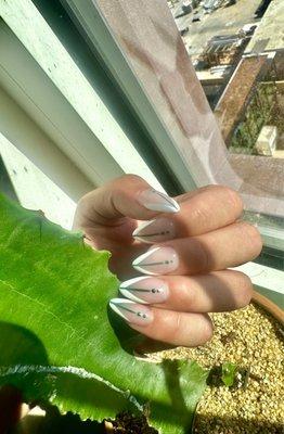 Nail: dip with extension  Art: french with design in gel