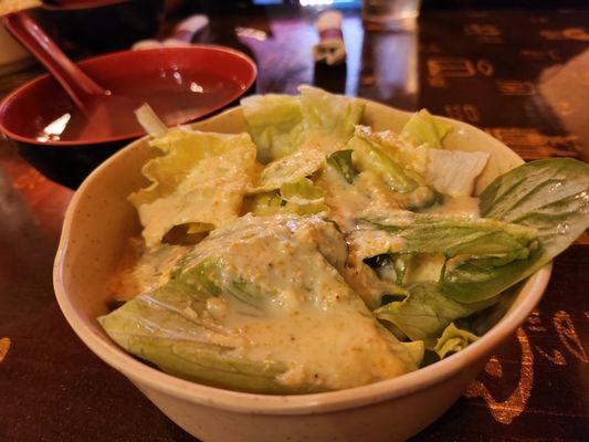 Salad with miso dressing