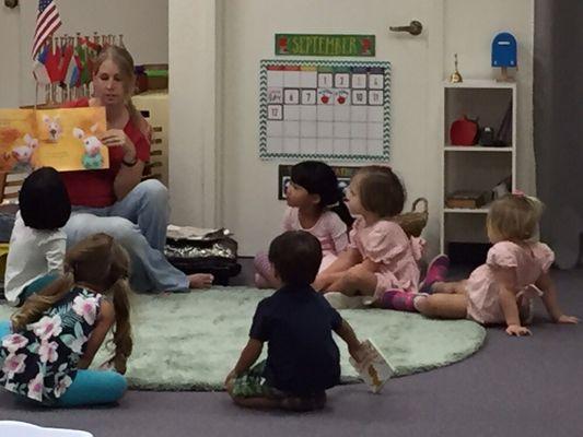 A pre-school read-aloud in the after school day care program.