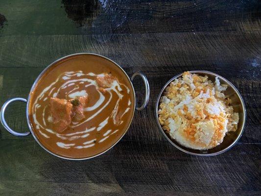 Butter chicken and rice