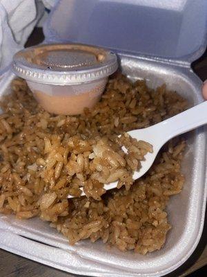 My "fried rice", extra $4 and was white rice covered in soy sauce.