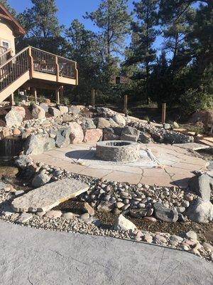 Water feature/ Fire Pit nearly complete.