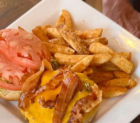 Grilled Angus Beef  Bacon Cheeseburger with Fries