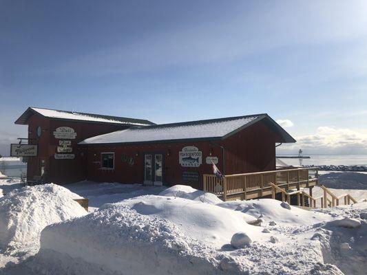 Outside The Fisherman's Daughter next to Lake Superior Grand Marais MN