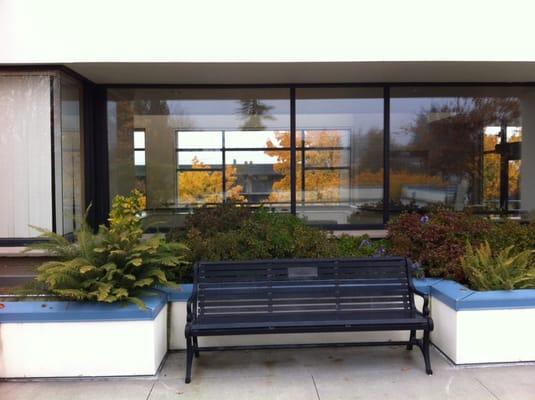 Above the library is a bench to enjoy the fantastic view of the puget sound...