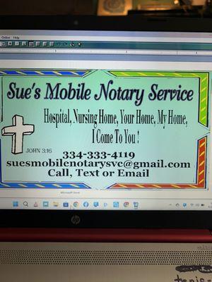 Sue's Mobile Notary Public Service